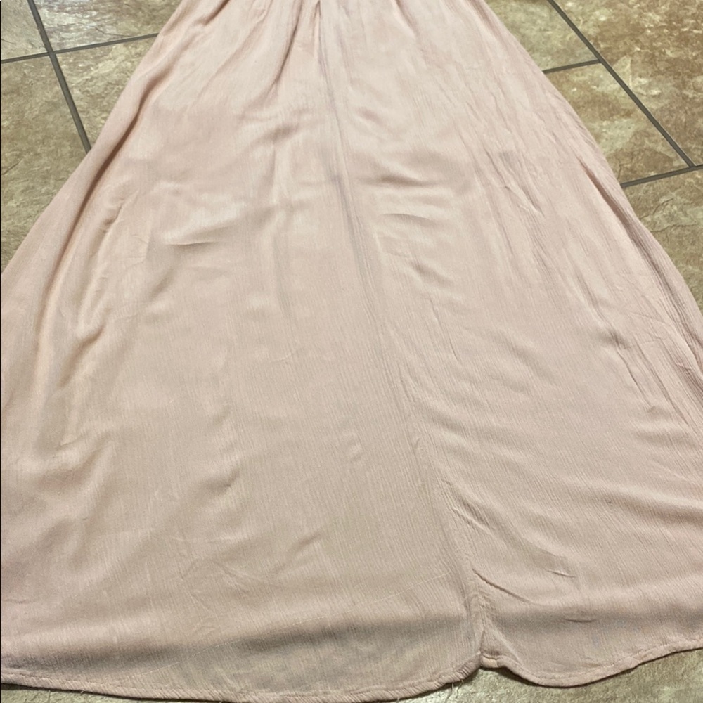 Blush Rayon/Crochet Lace Small Sleeveless Maxi Dress with Spagh. Straps Summer - Picture 10 of 12